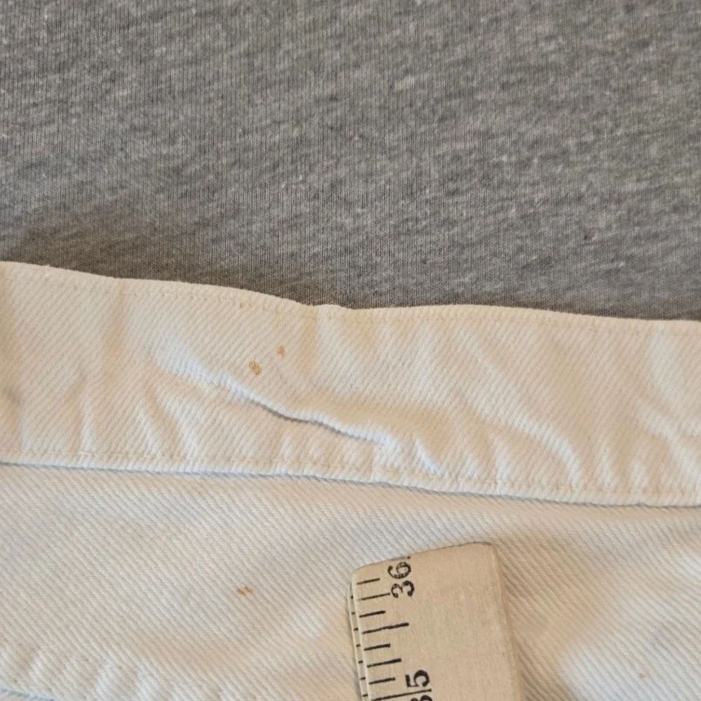Vintage Stussy Jeans Mens 34 Cream Baggy Made USA Button Fly Denim 80's Skater